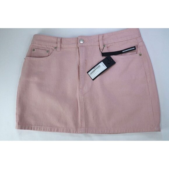 Momo Krom Pastel Light Pink‎ Mini Skirt with Pockets & Button Closure size Large - Picture 8 of 13